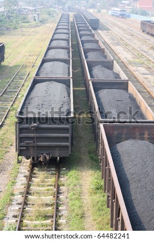 coal trains in a freight depot
