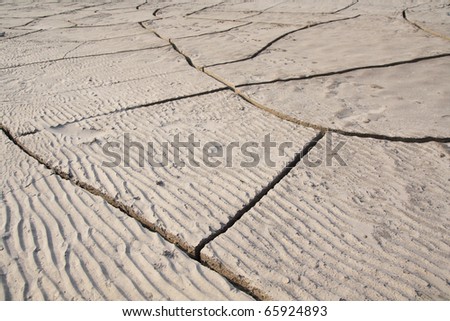 dry and cracked sand soil on the yangtze river shore