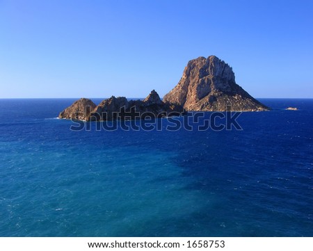 The beautiful little island of Es Vedra in Ibiza (Spain), well known by its numerous UFO sightings and other paranormal phenomena.