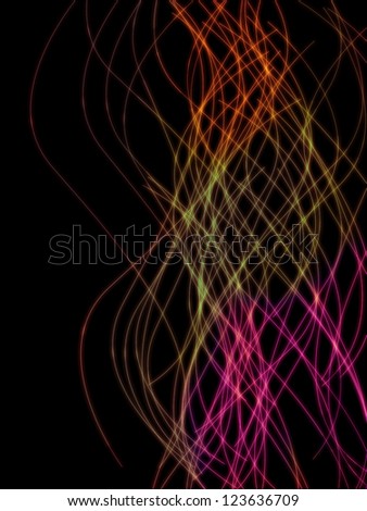 Abstract color vertical wave lines on black backgeo