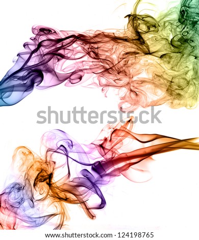 Abstract colorful smoke on white background