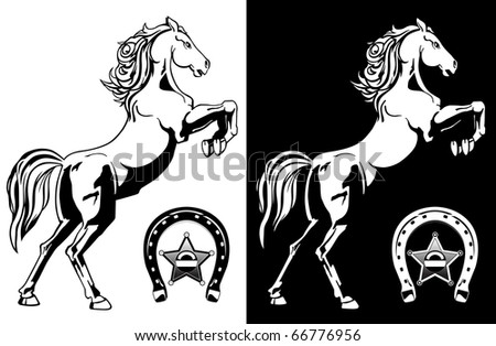 black and white pictures of horses. stock vector : lack and white