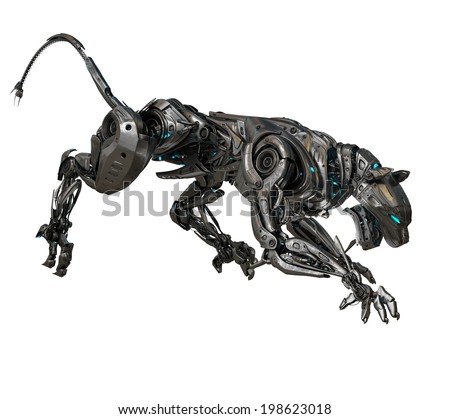 Artificial model of panther Futuristic robotic beast of prey Artificial model of panther Futuristic robotic beast of prey