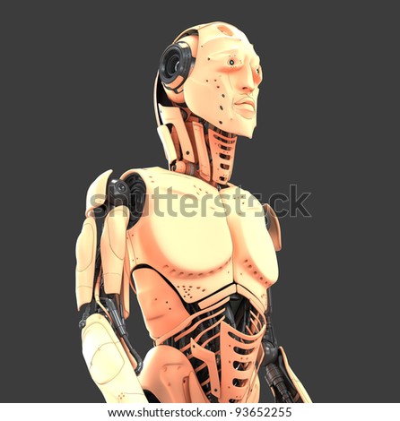 Robotic man with human skin