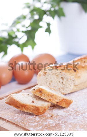 long loaf and eggs