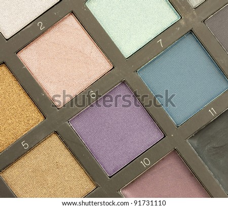 Set of different color eye shadow makeup