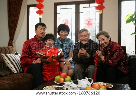 A shot of Chinese family reunion in the house
