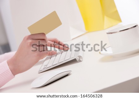A shot of Woman holding card