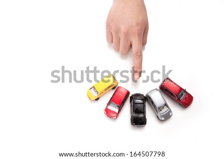 A shot of hand and car model