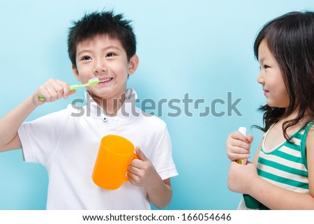 A shot of Girl brushing her teeth