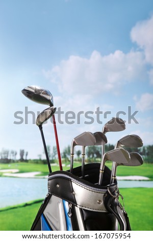 A shot of Golf clubs in bag