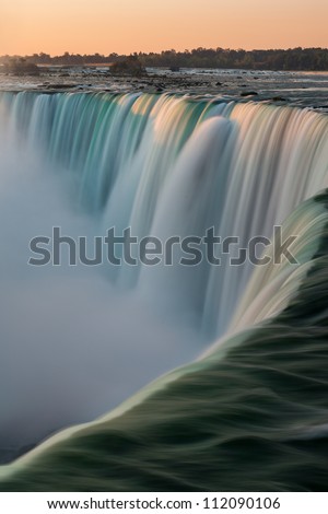 Horseshoe Falls as viewed from Table Rock in Queen Victoria Park in Niagara Falls, Ontario, Canada