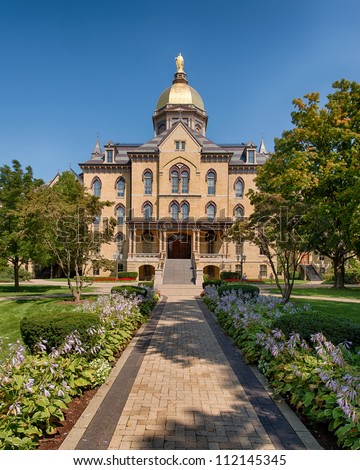 The Main Building on the campus of the University of Notre Dame in South Bend, Indiana