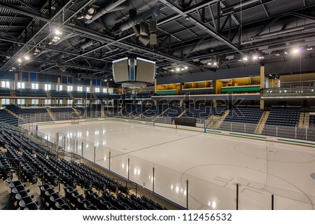 Empty University of Notre Dame hockey arena in South Bend, Indiana
