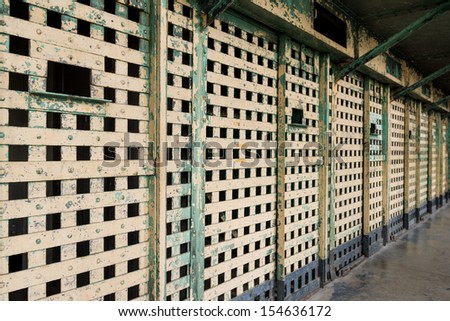 Bars of a prison cell at the Old Idaho State Penitentiary in Boise, Idaho