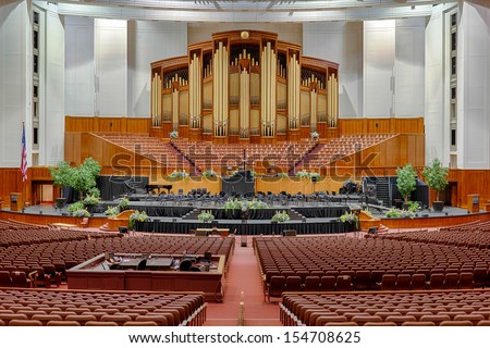 SALT LAKE CITY, UTAH - AUGUST 16: Closeup of the 7,667 pipe organ in the auditorium of The Church of Jesus Christ of Latter Day Saints Conference Center on August 16, 2103 in Salt Lake City, Utah