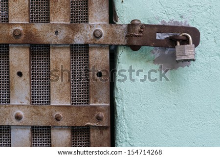 Padlock on prison cell of the Old Idaho State Penitentiary in Boise, Idaho