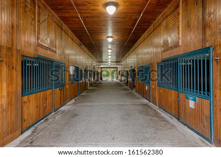 LEXINGTON, KENTUCKY - OCTOBER 29: An empty mounted police horse barn on October 29, 2013 in Lexington, Kentucky