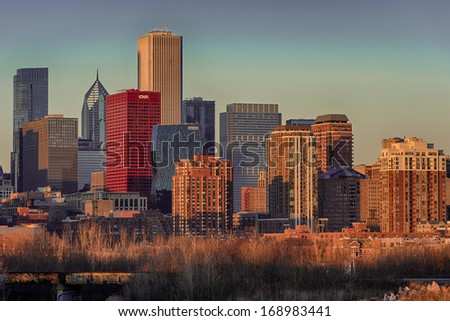 CHICAGO, ILLINOIS - DECEMBER 28: Chicago skyline from the south side of the city on December 28, 2013 in Chicago, Illinois