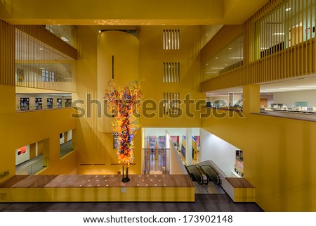 SAN ANTONIO, TEXAS - JANUARY 8: Lobby of the San Antonio Public Central Library on January 8, 2014 in San Antonio, Texas