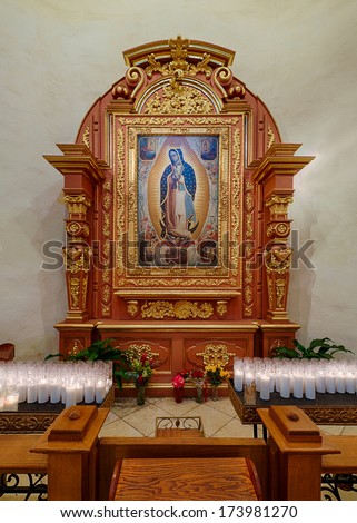 SAN ANTONIO, TEXAS - JANUARY 7: Shrine in the Cathedral of San Fernando on January 7, 2014 in San Antonio, Texas