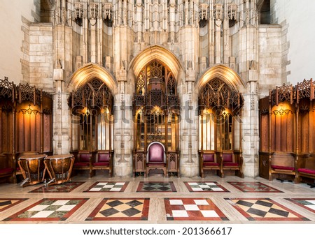CHICAGO, ILLINOIS - JUNE 27: Interior of the Rockefeller Chapel on the campus of the University of Chicago on June 27, 2014 in Chicago, Illinois