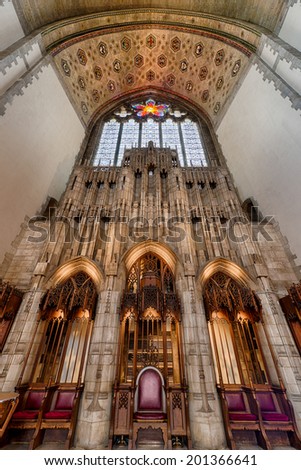 CHICAGO, ILLINOIS - JUNE 27: Interior of the Rockefeller Chapel on the campus of the University of Chicago on June 27, 2014 in Chicago, Illinois