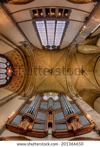 CHICAGO, ILLINOIS - JUNE 27: Ceiling of the Rockefeller Chapel on the campus of the University of Chicago on June 27, 2014 in Chicago, Illinois