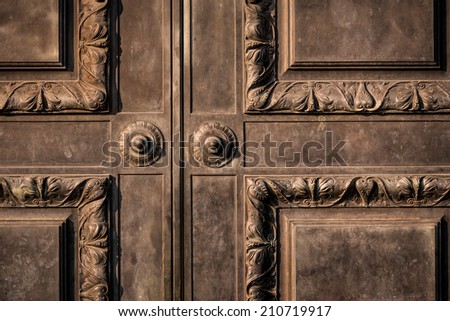Bronze front doors of the Missouri State Capitol in Jefferson City, Missouri