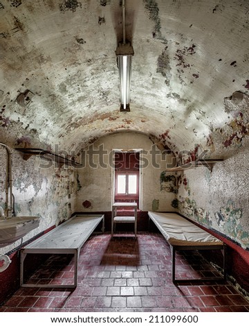 JEFFERSON CITY, MISSOURI - JULY 22: Two beds in an empty cell of the Missouri State Penitentiary on July 22, 2014 in Jefferson City, Missouri