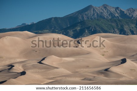Great Sand Dunes and Sangre de Cristo Mountains in Great Sand Dunes National Park near Mosca, Colorado