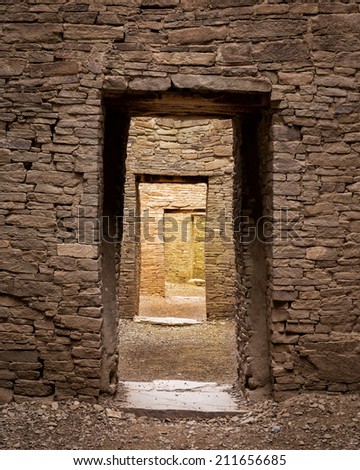 Doorways of Pueblo Bonito at the Chaco Culture National Historical Park in New Mexico