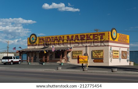 GALLUP, NEW MEXICO - AUGUST 7: Ortega\'s Indian Market store on August 7, 2014 in Gallup, New Mexico