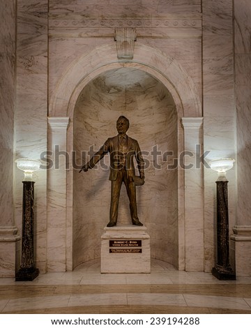 CHARLESTON, WEST VIRGINIA - DECEMBER 18: Statue of Senator Robert C. Byrd in the West Virginia State Capitol building on December 18, 2014 in Charleston, West Virginia