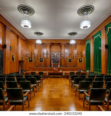 RALEIGH, NORTH CAROLINA - DECEMBER 12: Supreme Court chamber in the Supreme Court building on December 12, 2014 in Raleigh, North Carolina