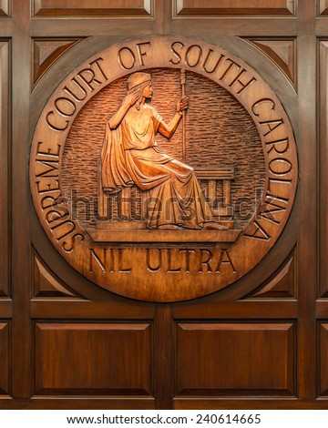 COLUMBIA, SOUTH CAROLINA - DECEMBER 10: South Carolina Supreme Court seal on December 10, 2014 in Columbia, South Carolina