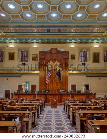 COLUMBIA, SOUTH CAROLINA - DECEMBER 9: South Carolina House of Representatives chamber on December 9, 2014 in Columbia, South Carolina