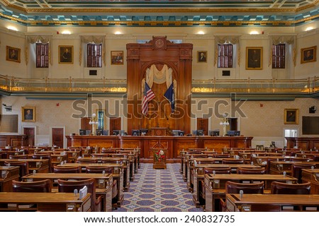 COLUMBIA, SOUTH CAROLINA - DECEMBER 9: South Carolina House of Representatives chamber on December 9, 2014 in Columbia, South Carolina