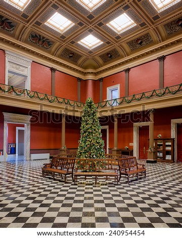 CHARLESTON, SOUTH CAROLINA - DECEMBER 8: Christmas tree in the United States Custom House on December 8, 2014 in Charleston, South Carolina
