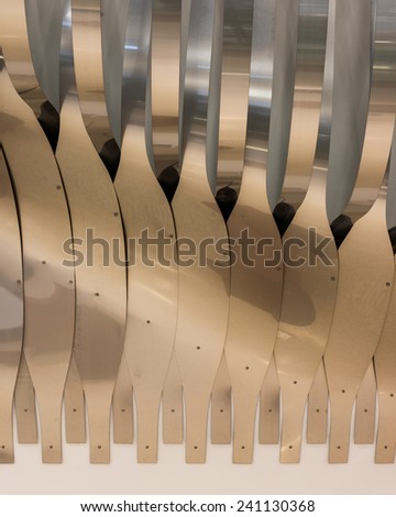 TALLAHASSEE, FLORIDA - DECEMBER 6: Stainless steel abstract from a sculpture( Rob Ley) in the Johnston Building on the campus of Florida State University on December 6, 2014 in Tallahassee, Florida
