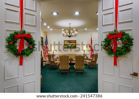 TALLAHASSEE, FLORIDA - DECEMBER 5: Governor\'s reception room at the Florida State Capitol building on December 5, 2014 in Tallahassee, Florida