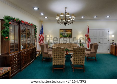TALLAHASSEE, FLORIDA - DECEMBER 5: Governor\'s reception room at the Florida State Capitol building on December 5, 2014 in Tallahassee, Florida