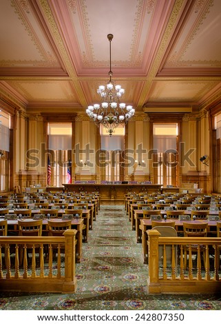 ATLANTA, GEORGIA - DECEMBER 2: Old Supreme Court Chamber (now the Appropriations Room) in the Georgia State Capitol building on December 2, 2014 in Atlanta, Georgia