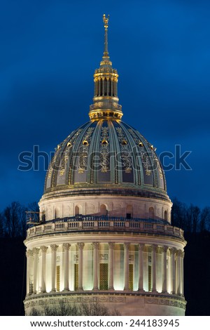 CHARLESTON, WEST VIRGINIA - DECEMBER 17: West Virginia State Capitol building dome on December 17, 2014 in Charleston, West Virginia