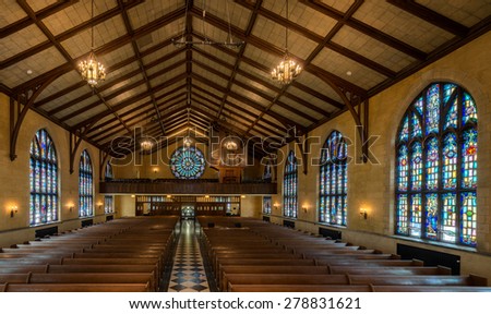 HOLLAND, MICHIGAN - MAY 13: Dimnent Memorial Chapel on the campus of Hope College on May 13, 2015 in Holland, Michigan