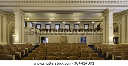 CONCORD, NEW HAMPSHIRE - JULY 28: Rep's Hall, or House of Representatives chamber of the New Hampshire State House on July 28, 2015 in Concord, New Hampshire