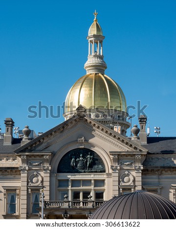 TRENTON, NEW JERSEY - JULY 22: Golden dome of the New Jersey State House on July 22, 2015 in Trenton, New Jersey