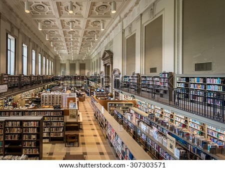 PHILADELPHIA, PENNSYLVANIA - JULY 21: Reading room of the Philadelphia Free Public Library on Vine Street on July 21, 2015 in Philadelphia, Pennsylvania