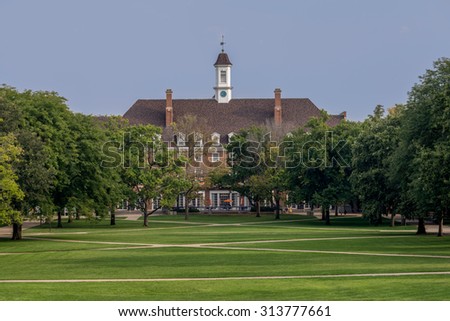 URBANA, ILLINOIS - SEPT 5: Illini Union from the Quad on the campus of the University of Illinois on September 5, 2015 in Urbana, Illinois
