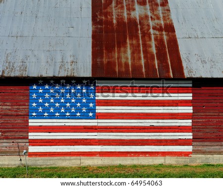 American flag painted on building